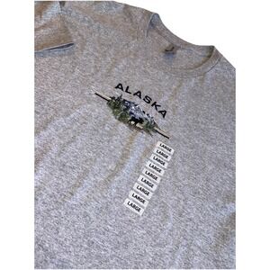 Vintage 90's Embroidered Alaska T-Shirt Heavy Cotton Grey Men's LARGE